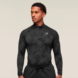 Gym Shark Geo Seamless 1/4 Zip Slim Muscle Long Sleeve Medium